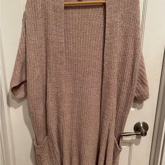 Barefoot Dreams Tan Cardigan Sweater Soft Knit - Picture 1 of 4